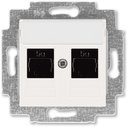 ABB Levit 2CHH295118A6068 Розетка компьютерная (поле для надписи, 2хRJ45, под рамку, cat.5e, с/у, жемчуг/ледяной)