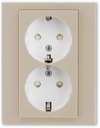 ABB Levit 2CHH223457C6018 Розетка двойная с заземляющим контактом (16 А, шторки, в сборе, скрытая установка, кофе макиато/белый)