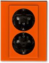 ABB Levit 2CHH223457C6066 Розетка двойная с заземляющим контактом (16 А, шторки, в сборе, скрытая установка, оранжевый/дымчатый чёрный)
