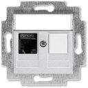ABB Levit 2CHH296117A6070 Розетка компьютерная (поле для надписи, RJ45+заглушка, под рамку, cat.6, с/у, серебро/дымчатый черный)