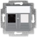 ABB Levit 2CHH295117A6069 Розетка компьютерная (поле для надписи, RJ45+заглушка, под рамку, cat.5e, с/у, сталь/дымчатый черный)