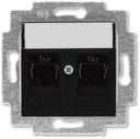 ABB Levit 2CHH295118A6063 Розетка компьютерная (поле для надписи, 2хRJ45, под рамку, cat.5e, с/у, антрацит/дымчатый черный)