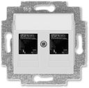 ABB Levit 2CHH296118A6016 Розетка компьютерная (поле для надписи, 2хRJ45, под рамку, cat.6, с/у, серый/белый)