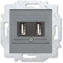 ABB Levit 2CHH290040A6069 Розетка USB (2xUSB, под рамку, скрытая установка, сталь/дымчатый черный)