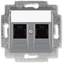 ABB Levit 2CHH295118A6069 Розетка компьютерная (поле для надписи, 2хRJ45, под рамку, cat.5e, с/у, сталь/дымчатый черный)