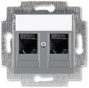 ABB Levit 2CHH296118A6069 Розетка компьютерная (поле для надписи, 2хRJ45, под рамку, cat.6, с/у, сталь/дымчатый черный)