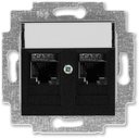 ABB Levit 2CHH296118A6063 Розетка компьютерная (поле для надписи, 2хRJ45, под рамку, cat.6, с/у, антрацит/дымчатый черный)