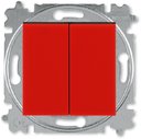 ABB Levit 2CHH595245A6065 Переключатель двухклавишный (10 А, под рамку, скрытая установка, красный/дымчатый черный)