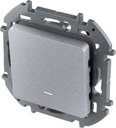 Legrand Inspiria 673612 выключатель одноклавишный с подсветкой/индикацией для скрытого монтажа, цвет "Алюминий", номинальный ток 10 А, напряжение ~250 В
