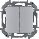 Legrand Inspiria 673622 выключатель двухклавишный для скрытого монтажа, цвет "Алюминий", номинальный ток 10 А, напряжение ~250В.
