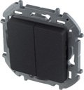 Legrand Inspiria 673623 выключатель двухклавишный для скрытого монтажа, цвет "Антрацит", номинальный ток 10 А, напряжение ~250В.