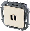 Legrand Inspiria 673761 зарядное устройство для скрытого монтажа , тип А-тип С, цвет "Слоновая кость". Напряжение ~240В/=5В, максимальный зарядный ток 3000 мА