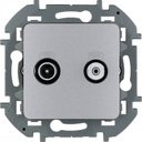 Legrand Inspiria 673882 розетка телевизионная-спутниковая для скрытого монтажа, для схемы "звезда", 1.5 дБ 4-2400 МГц / 2 дБ 4-2400 МГц, поддержка обратного питания для активных антенн до 500мА, цвет "Алюминий"