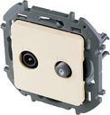 Legrand Inspiria 673881 розетка телевизионная-спутниковая для скрытого монтажа, для схемы "звезда", 1.5 дБ 4-2400 МГц / 2 дБ 4-2400 МГц, поддержка обратного питания для активных антенн до 500мА, цвет "Слоновая кость"