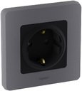 Legrand Inspiria 673733 розетка с заземлением и интегрированными защитными шторками для скрытого монтажа, цвет "Антрацит". Максимальный ток 16 А, напряжение ~250В, максимальная мощность 3680 Вт.